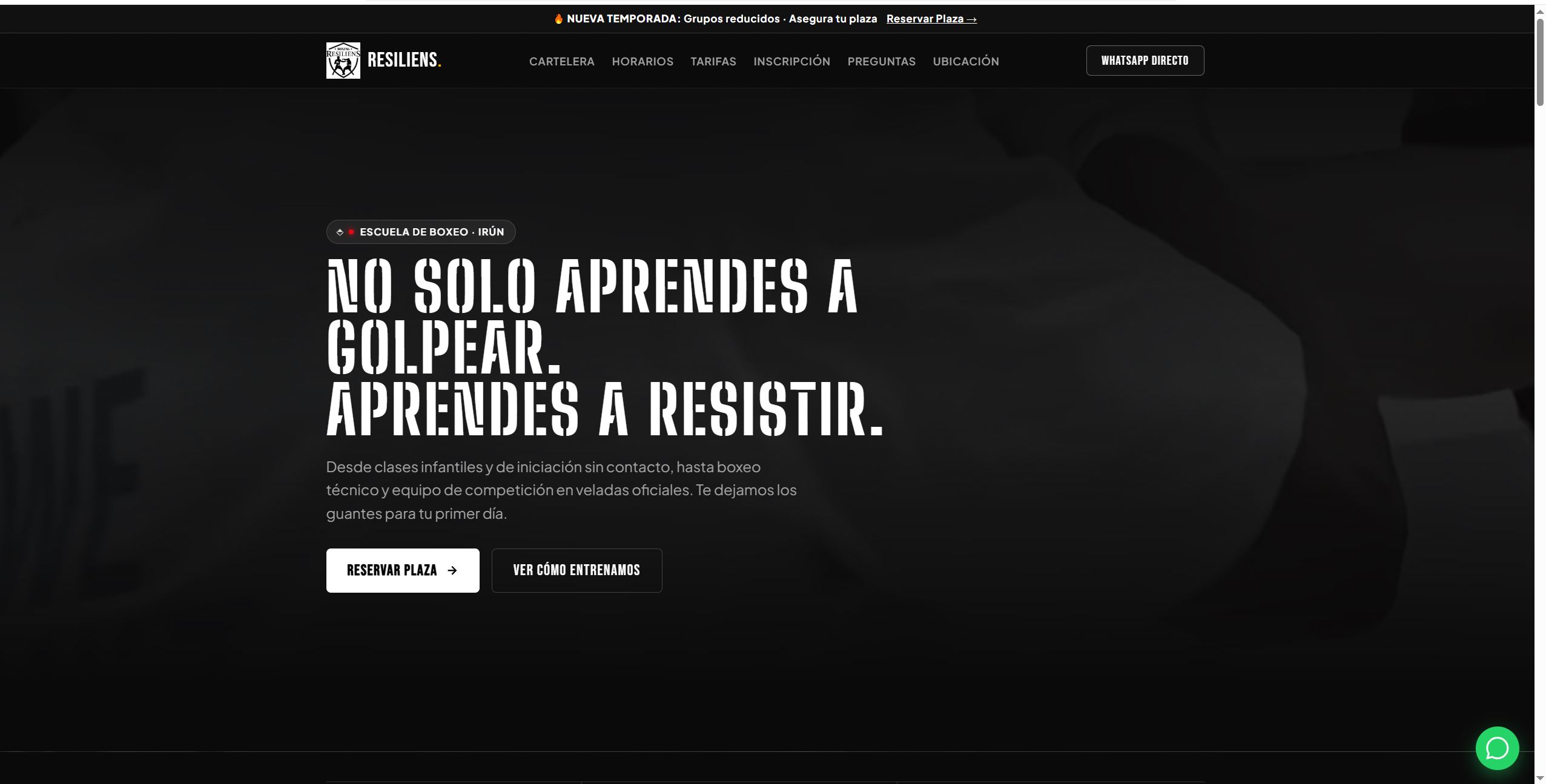 Web de Resiliens Boxing